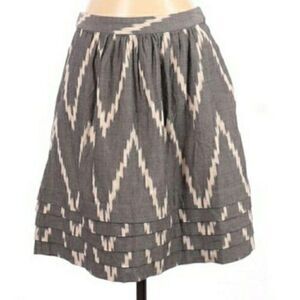 The Limited Boho Cotton Tiered Ruffled Pleated Tribal Print Mini Skirt Gray Sz S